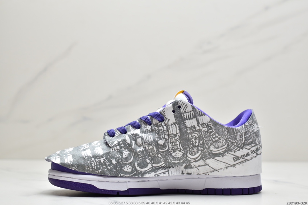 320 耐克Nike Dunk Low”Flip The Old School”白紫反钩撕纸鸳鸯 DJ4636-100