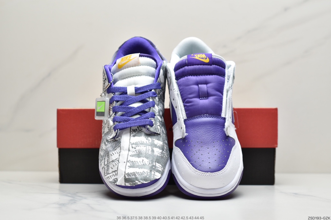 320 耐克Nike Dunk Low”Flip The Old School”白紫反钩撕纸鸳鸯 DJ4636-100