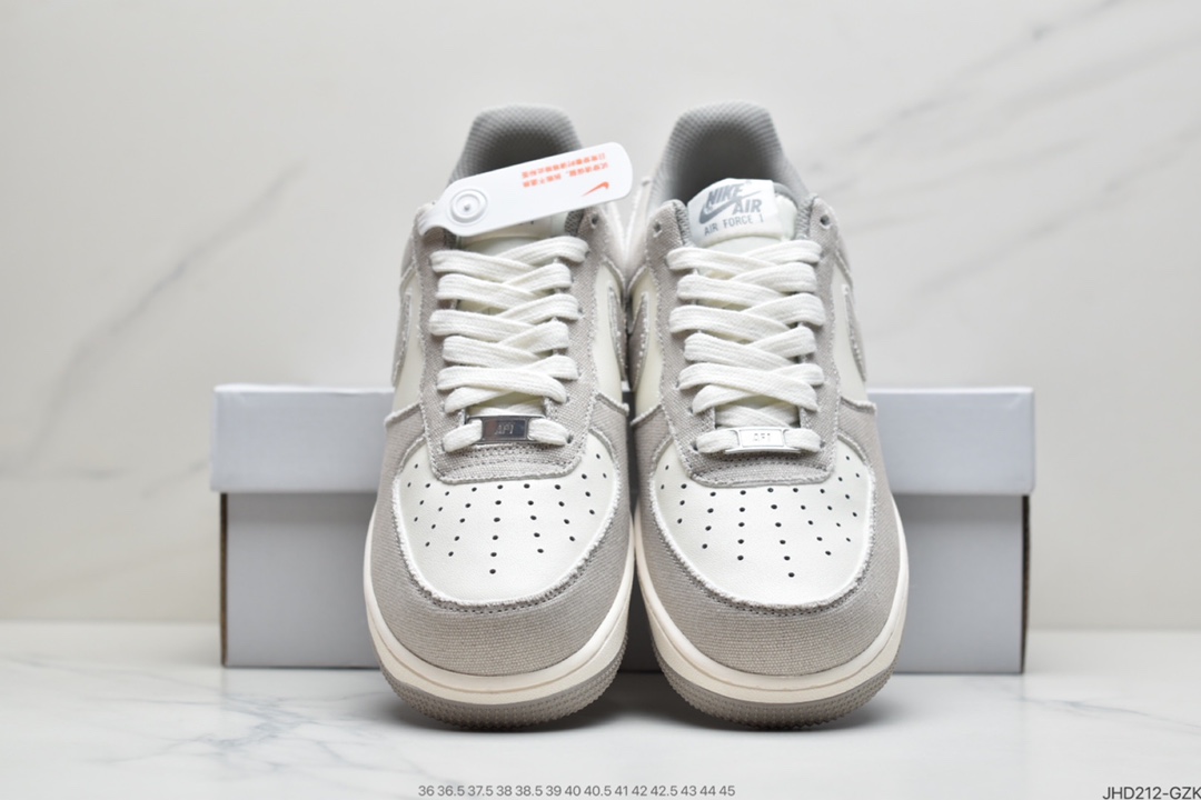 190 耐克 Nike Air Force 1 ’07 帆布米白灰  空军一号低帮休闲板鞋 bQ5806-228