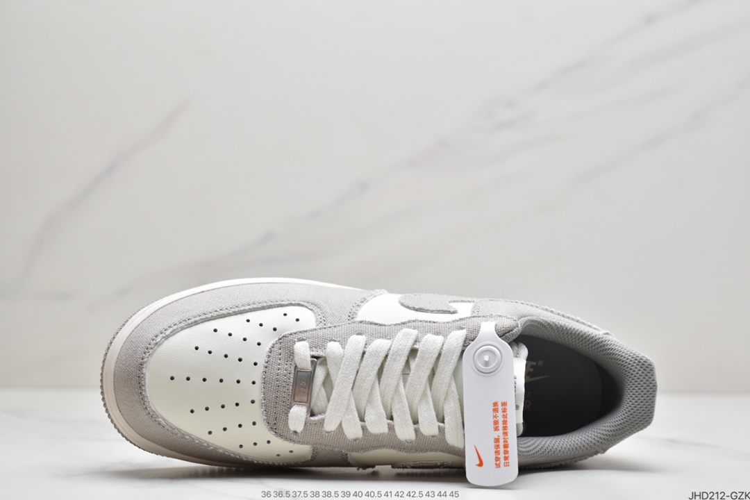 190 耐克 Nike Air Force 1 ’07 帆布米白灰  空军一号低帮休闲板鞋 bQ5806-228