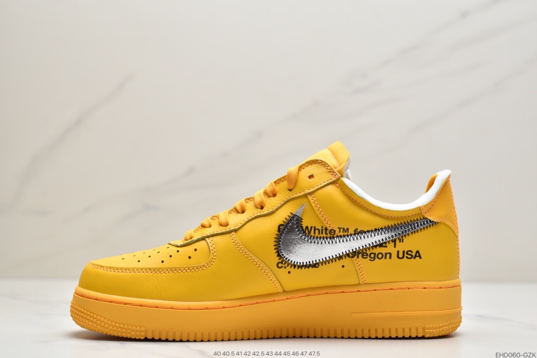 400  Off-White x NK Air Force 1 ”University Gold” 空军一号低帮板鞋 OW联名大学金 DD1876-700