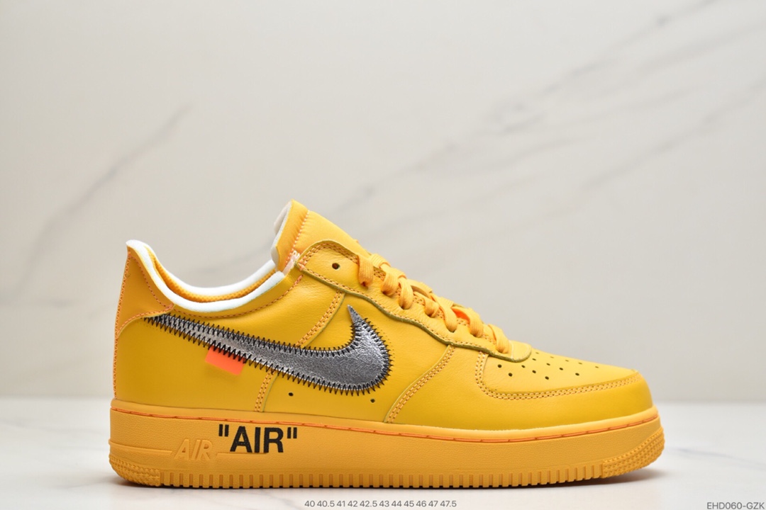 400  Off-White x NK Air Force 1 ”University Gold” 空军一号低帮板鞋 OW联名大学金 DD1876-700