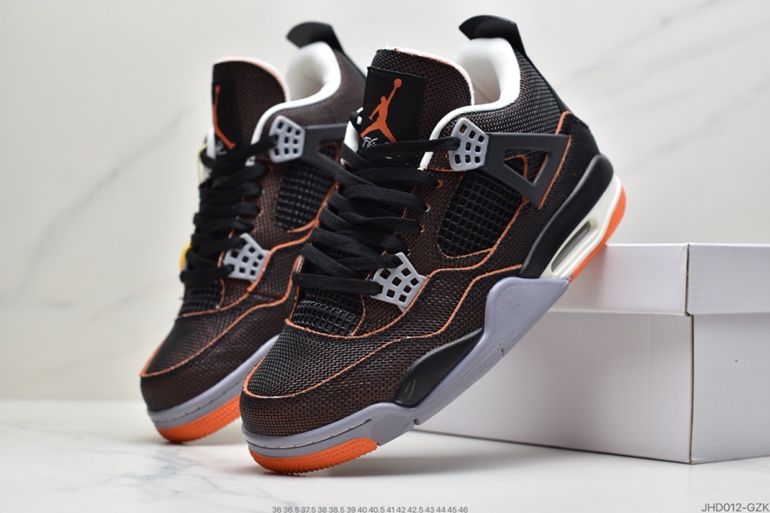 190  AJ4 黄铜 黑橙海星橙 金属橙织布 Air Jordan 4 乔4  CW7183-100