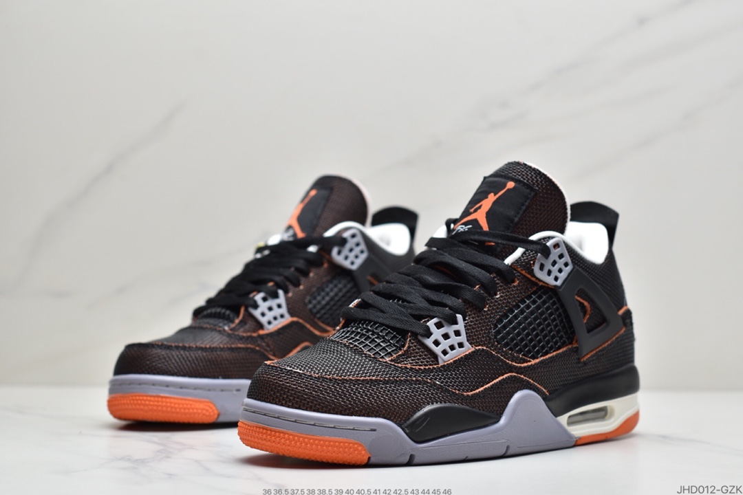 190  AJ4 黄铜 黑橙海星橙 金属橙织布 Air Jordan 4 乔4  CW7183-100