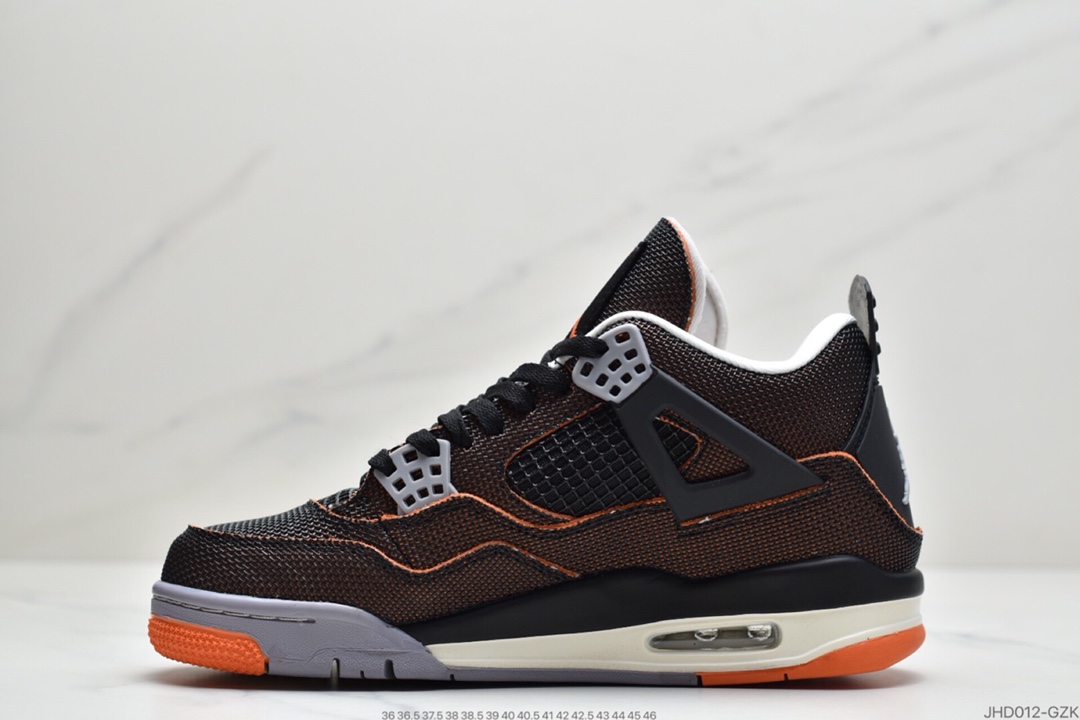 190  AJ4 黄铜 黑橙海星橙 金属橙织布 Air Jordan 4 乔4  CW7183-100