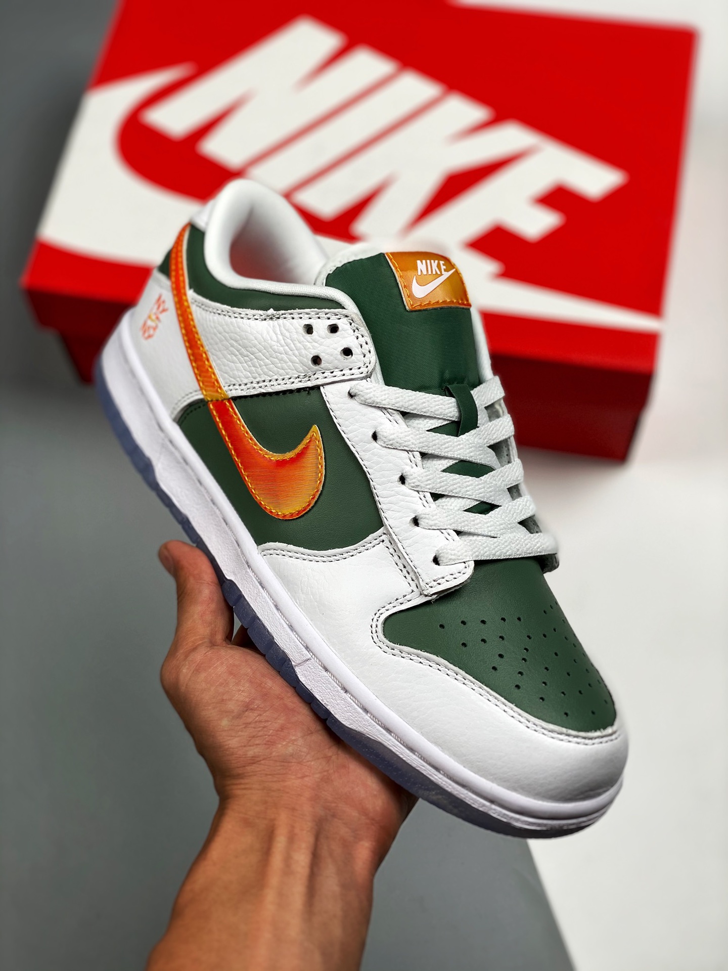 NK SB Dunk Low “Ny vs NY” blanco verde naranja línea de producción original pura #etiqueta tejida de fábrica original c…