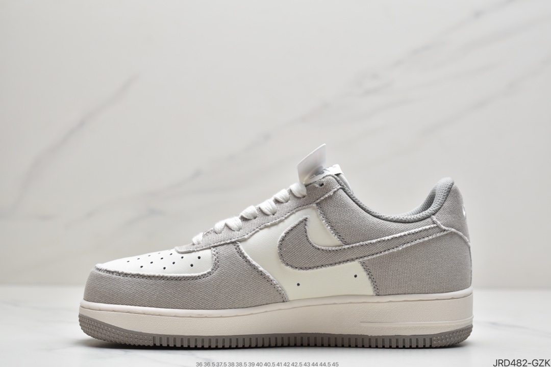 210  Nike Air Force 1 ’07 帆布米白灰  空军一号低帮休闲板鞋 bQ5806-228