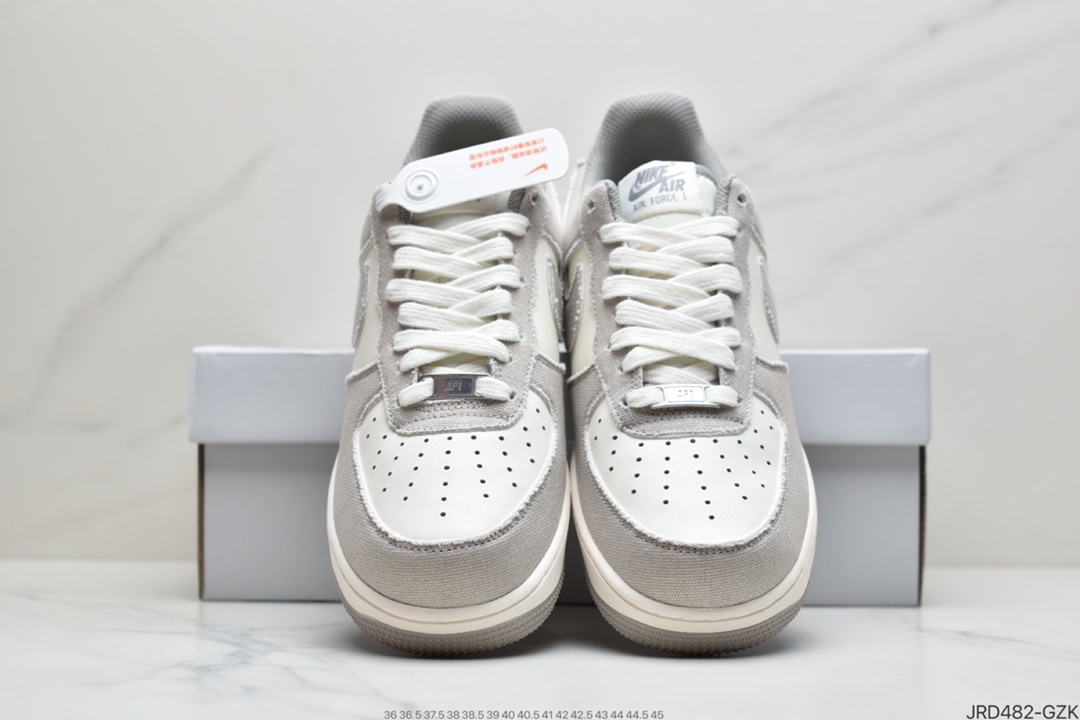 210  Nike Air Force 1 ’07 帆布米白灰  空军一号低帮休闲板鞋 bQ5806-228