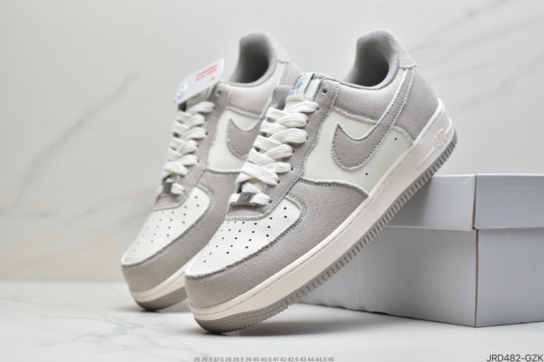 210  Nike Air Force 1 ’07 帆布米白灰  空军一号低帮休闲板鞋 bQ5806-228