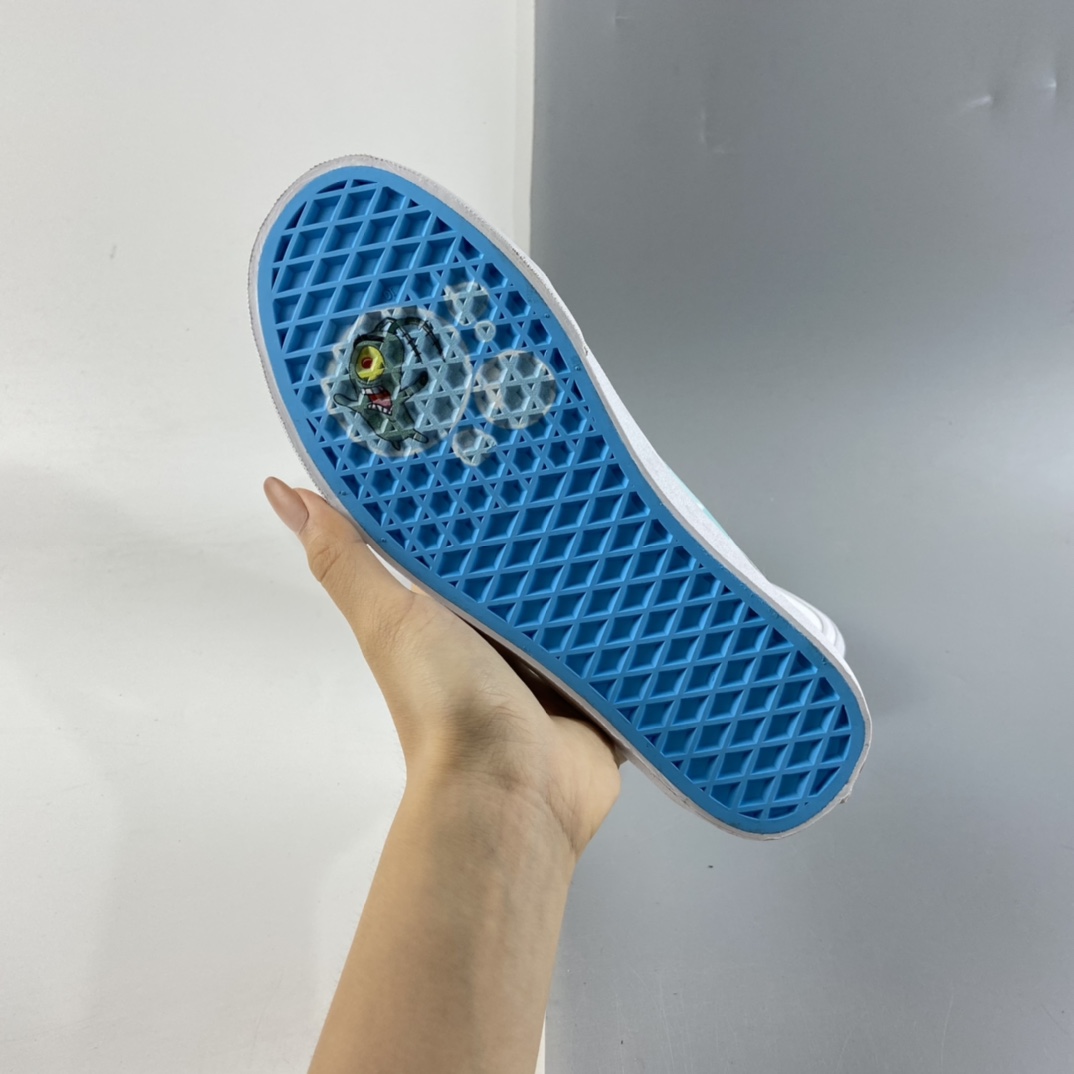 P160 Vans Old Skool 海绵宝宝联名冰蓝棋盘格子限量款”高端支线卡通情侣低帮硫化帆布休闲运动板鞋“冰蓝白卡通”VN0A38G19XC
