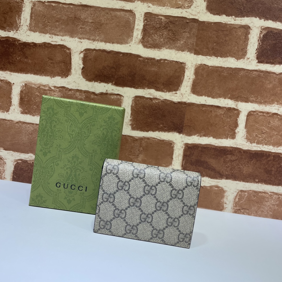 GUCCI古驰啡Pvc拼皮女士短夹658610