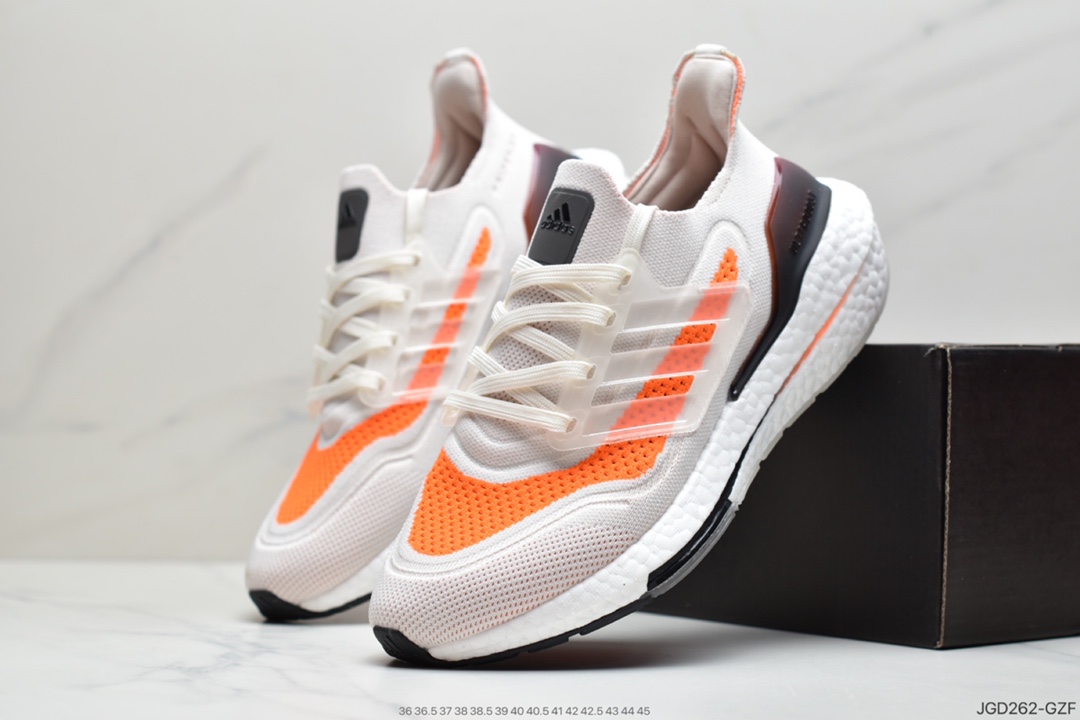 180 2021SS全新阿迪达斯/Adidas Ultra Boost 2021”All White”UB2021版袜套式针织鞋面休闲运动慢跑鞋“武士全白” FY0375