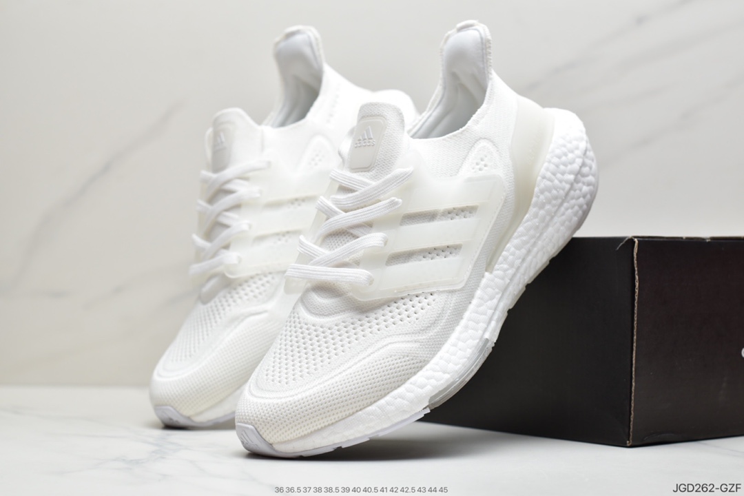 180 2021SS全新阿迪达斯/Adidas Ultra Boost 2021”All White”UB2021版袜套式针织鞋面休闲运动慢跑鞋“武士全白” FY0375