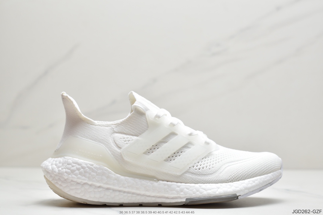 180 2021SS全新阿迪达斯/Adidas Ultra Boost 2021”All White”UB2021版袜套式针织鞋面休闲运动慢跑鞋“武士全白” FY0375