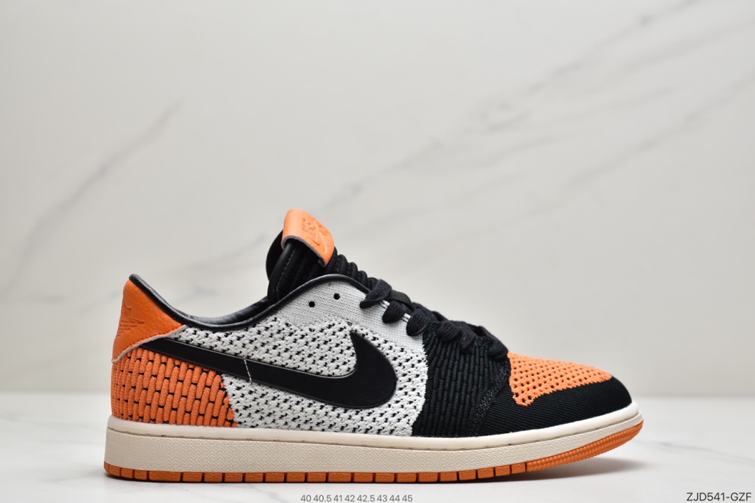 240  Air Jordan 1 Retro low Flyknit AJ1 低帮 新配色 “白黑橙扣碎”  AH4506-100