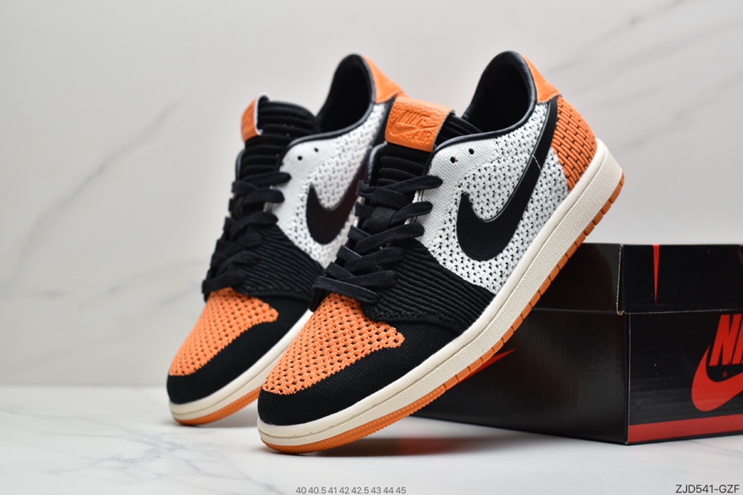 240  Air Jordan 1 Retro low Flyknit AJ1 低帮 新配色 “白黑橙扣碎”  AH4506-100