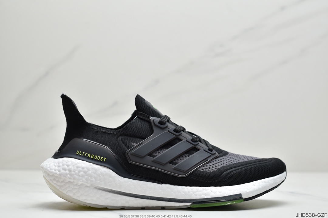 190 Adidas Ultra Boost 2021”White/Grey/Green”UB2021版袜套式针织鞋面休闲运动慢跑鞋 FY0396
