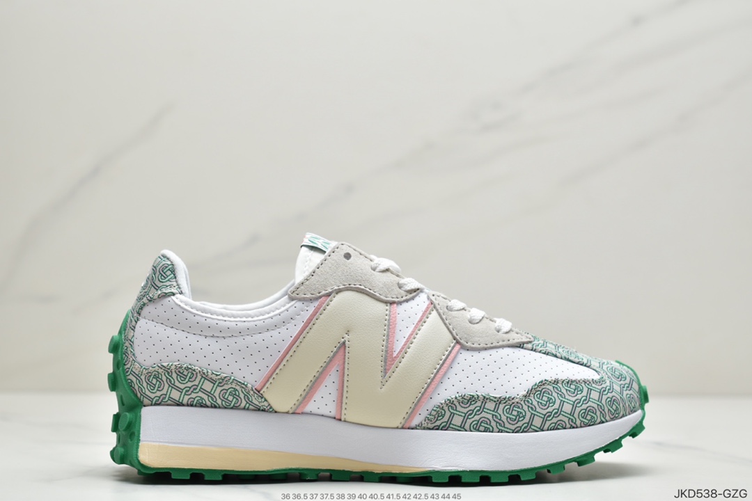 160 法国的高级男装品牌Casablanca x New Balance新百伦NB MS327系列复古休闲运动慢跑鞋“亮橙白深绿”MS327CBB