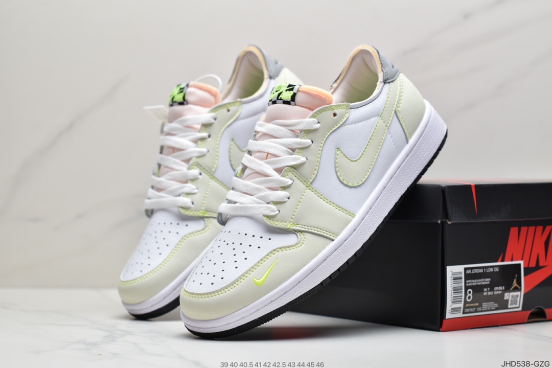190 耐克Nike Air Jordan 1 Low OG”Ghost Green”AJ1乔丹一代经典低帮文化百搭休闲运动篮球鞋“白绿幽灵绿”DM7837-103