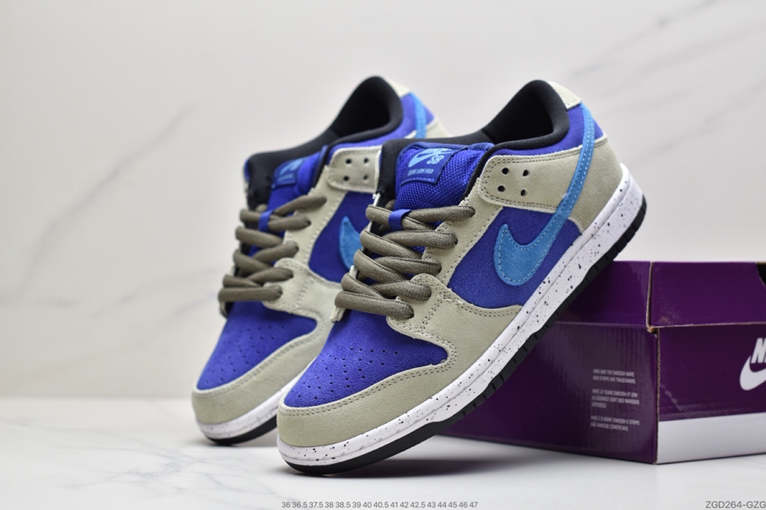 290 SB Dunk Low “Celadon” 整双鞋以卡其色搭配紫色和蓝色呈现鞋身 BQ6817-301
