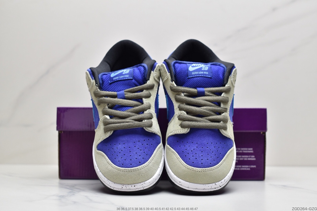 290 SB Dunk Low “Celadon” 整双鞋以卡其色搭配紫色和蓝色呈现鞋身 BQ6817-301