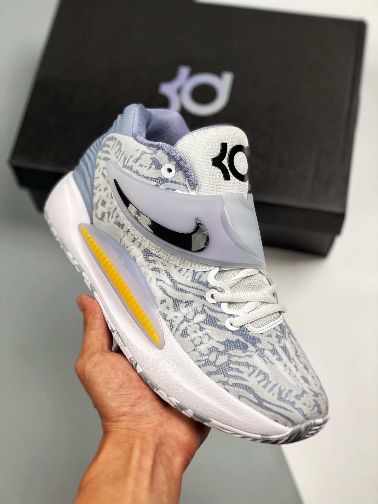 NK Zoom KD 14 EP Blanco/plata, Durant, superficie de malla, zapatillas de baloncesto con amortiguación para j…