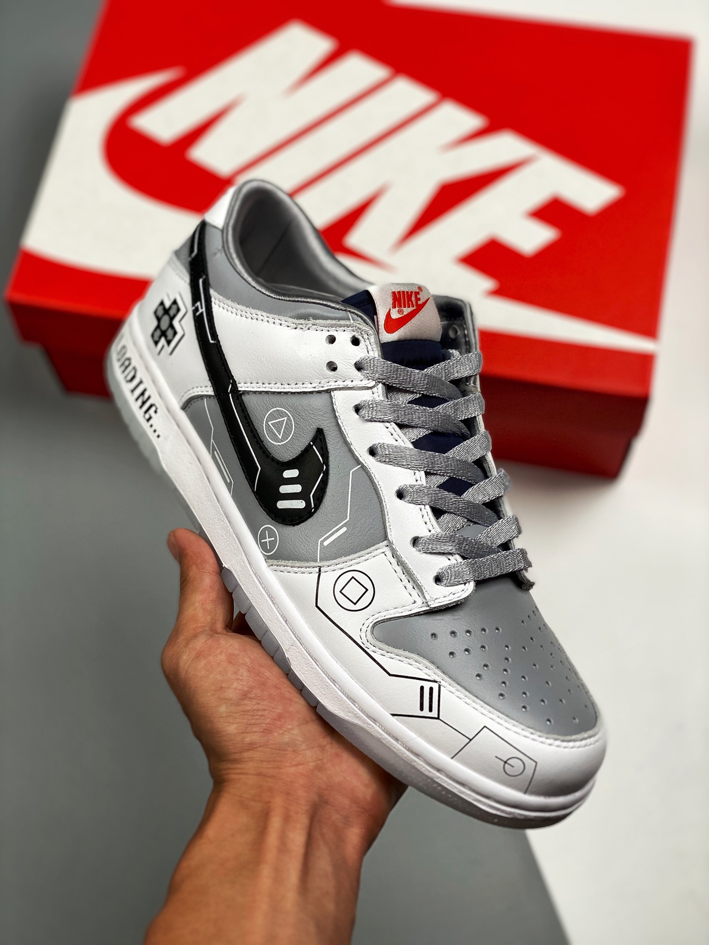 Nike Dunk Low gray video game, 3D buttons #original woven label, consistent with original #only correct lacing method i…
