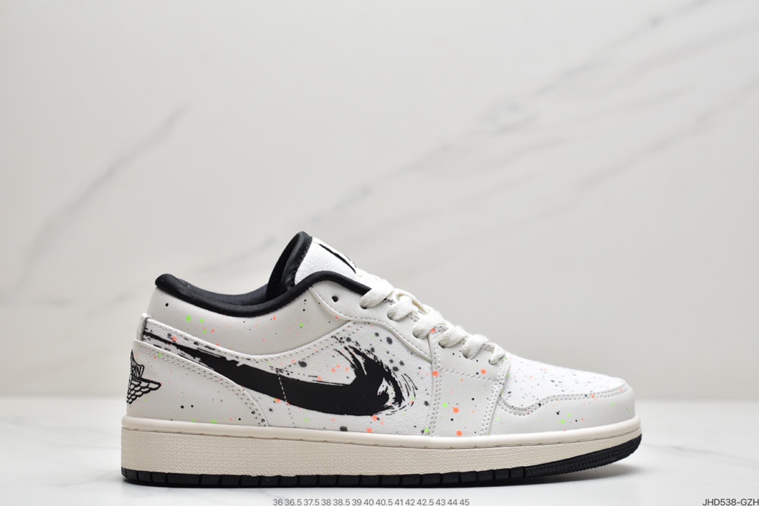 190 Air Jordan 1 Low 米白黑 泼墨 DM3528-100