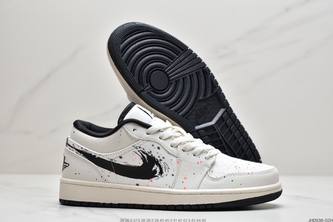 190 Air Jordan 1 Low 米白黑 泼墨 DM3528-100