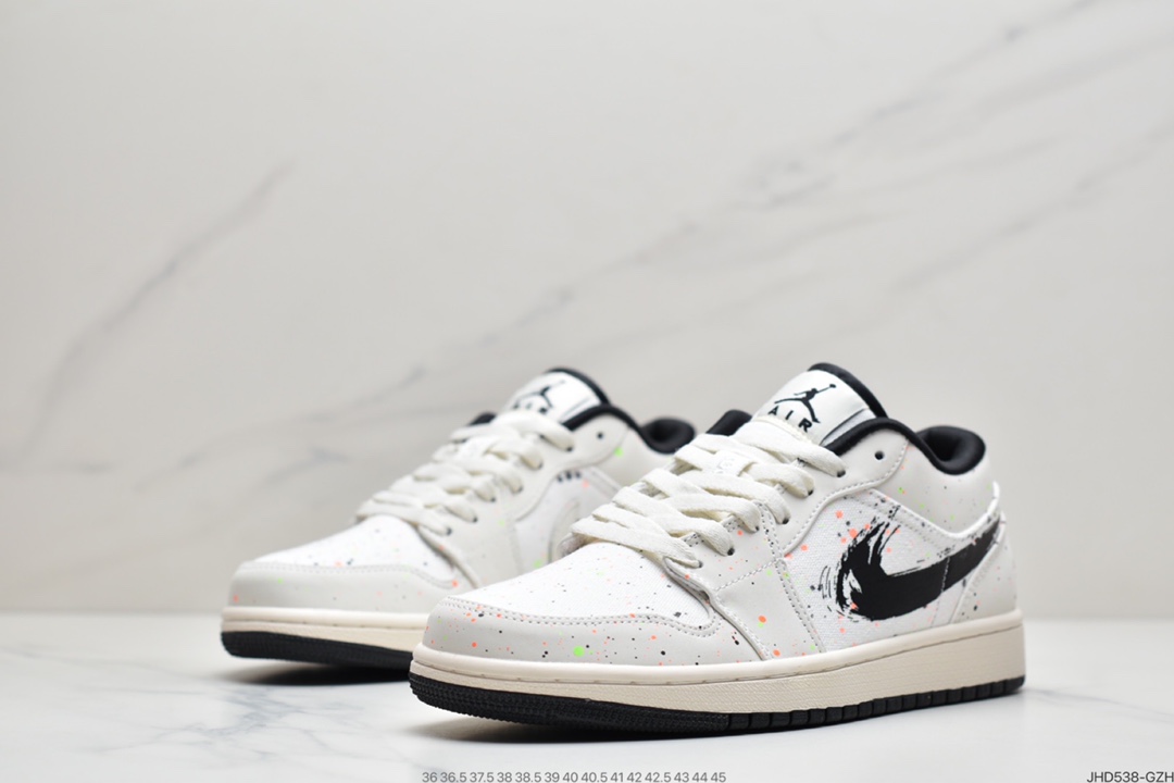 190 Air Jordan 1 Low 米白黑 泼墨 DM3528-100