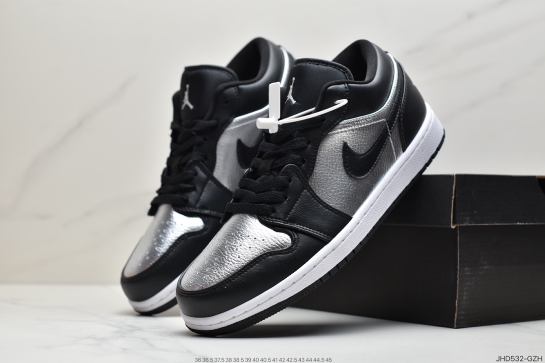 190 Air Jordan 1 Low AJ1 黑银色 黑脚趾低帮篮球鞋 CQ9951-001