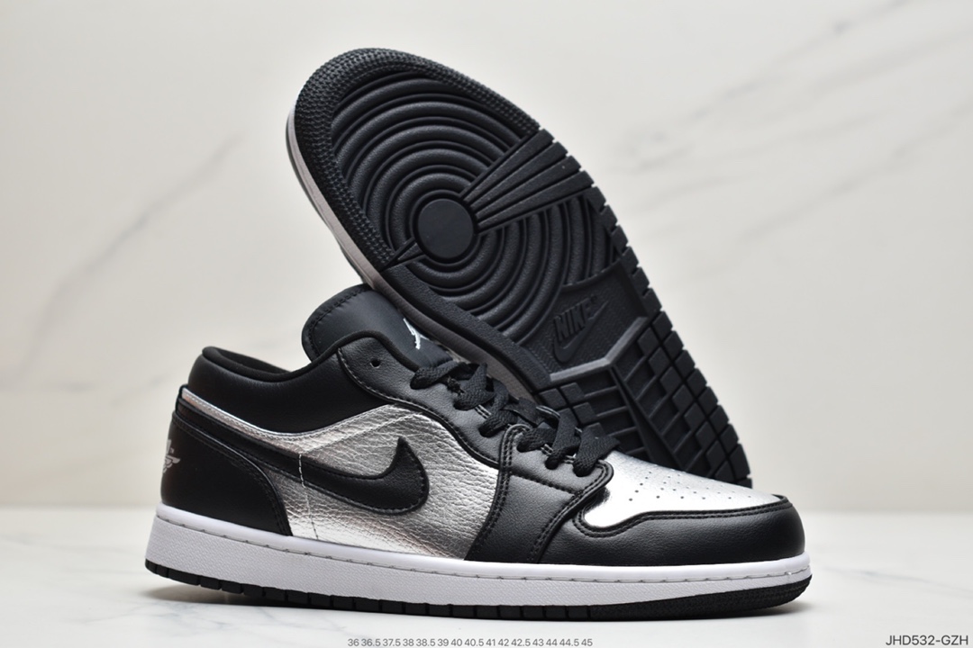 190 Air Jordan 1 Low AJ1 黑银色 黑脚趾低帮篮球鞋 CQ9951-001