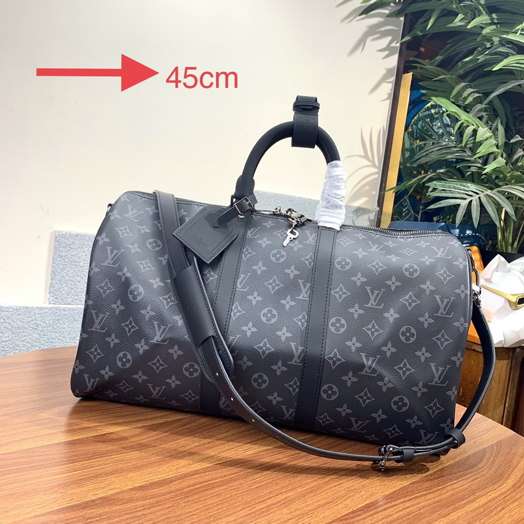 Louis Vuitton LV Keepall Travel Bags Black Monogram Canvas M40569