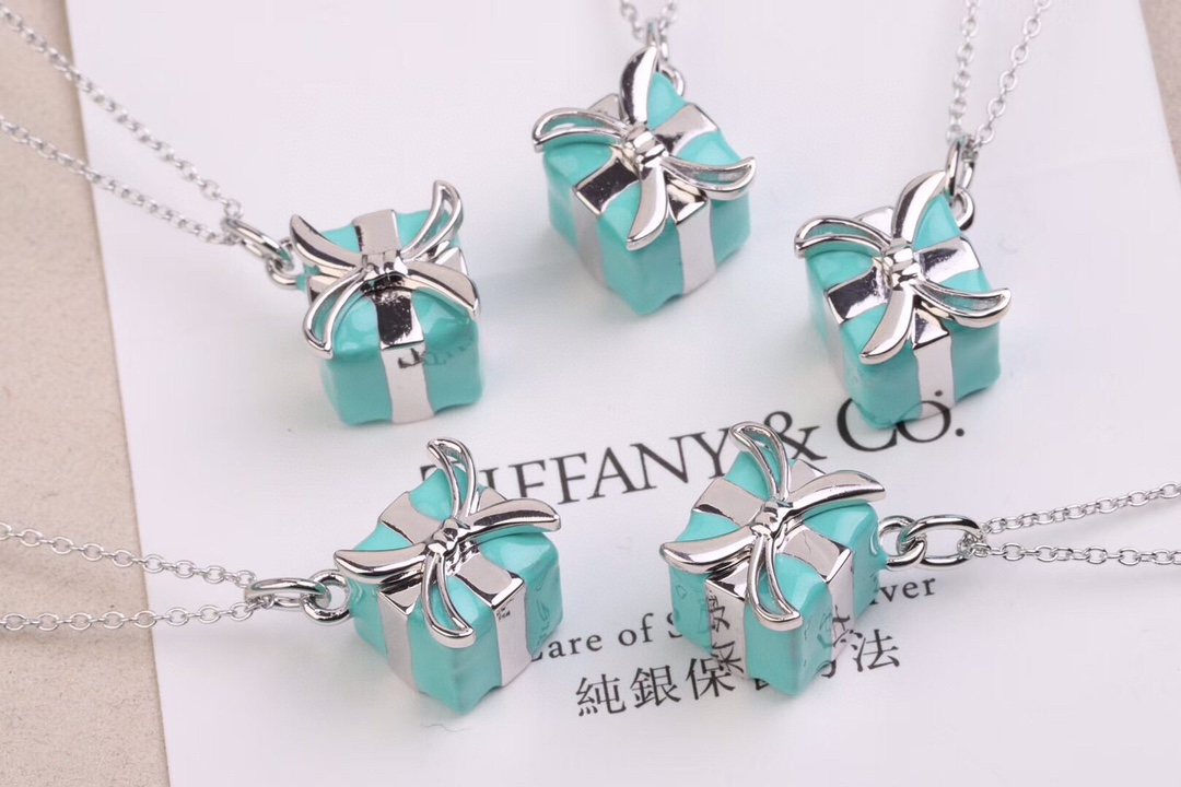 Tiffany & Co. Tiffany&Co.蓝色礼物盒 纯银锁骨项链