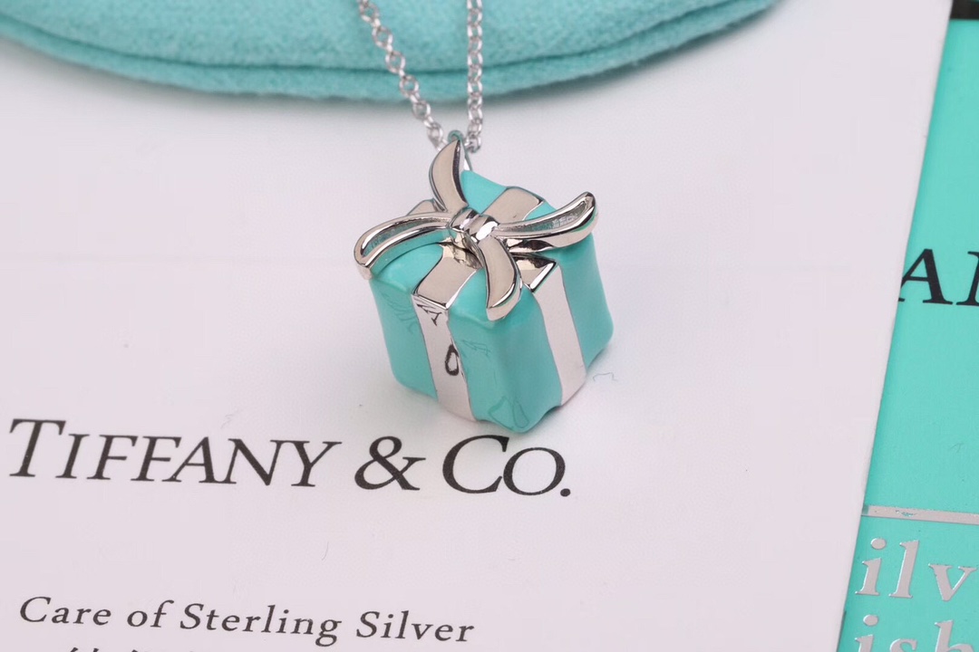 Tiffany & Co. Tiffany&Co.蓝色礼物盒 纯银锁骨项链