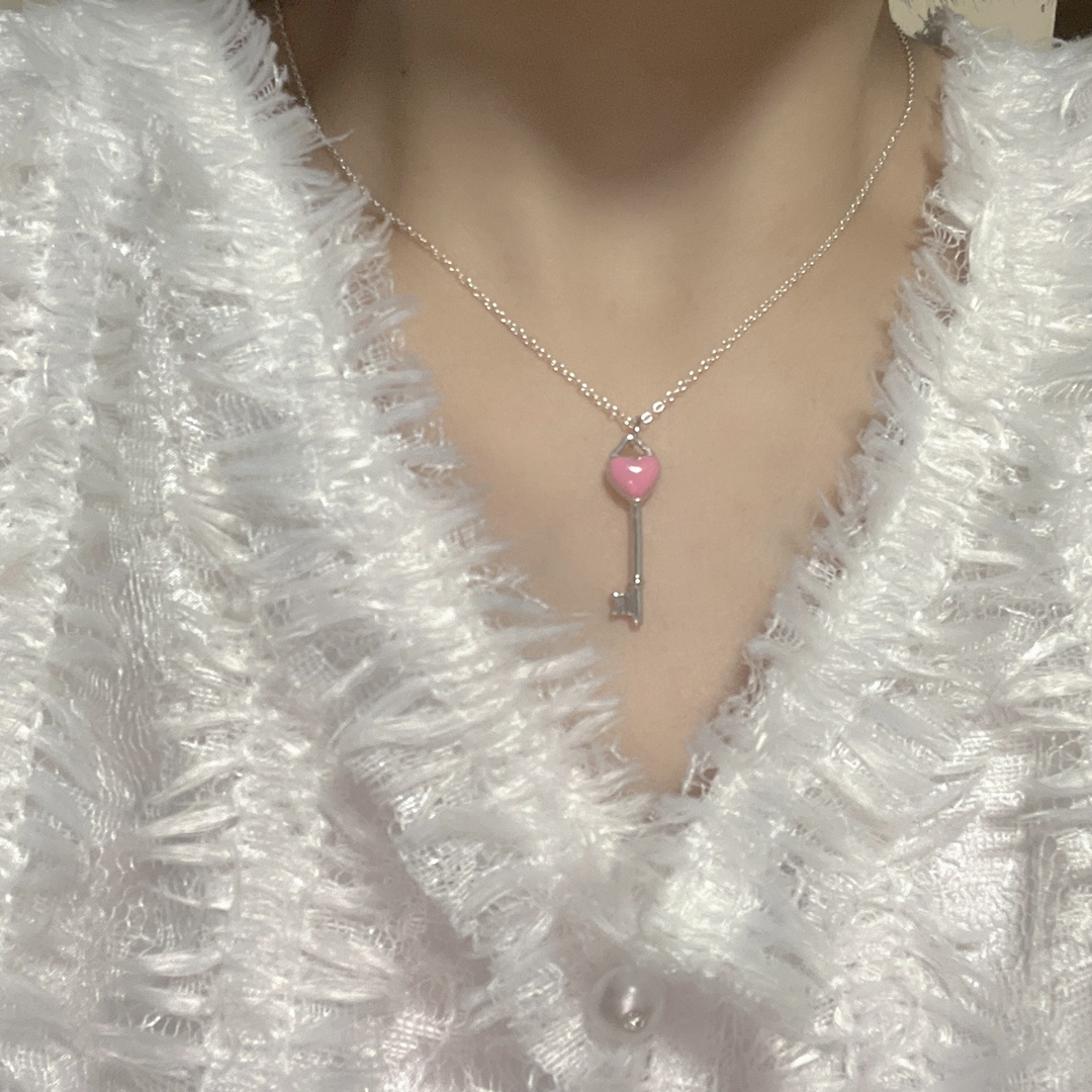 Tiffany & Co. Tiffany&Co.珐琅心形钥匙锁骨项链