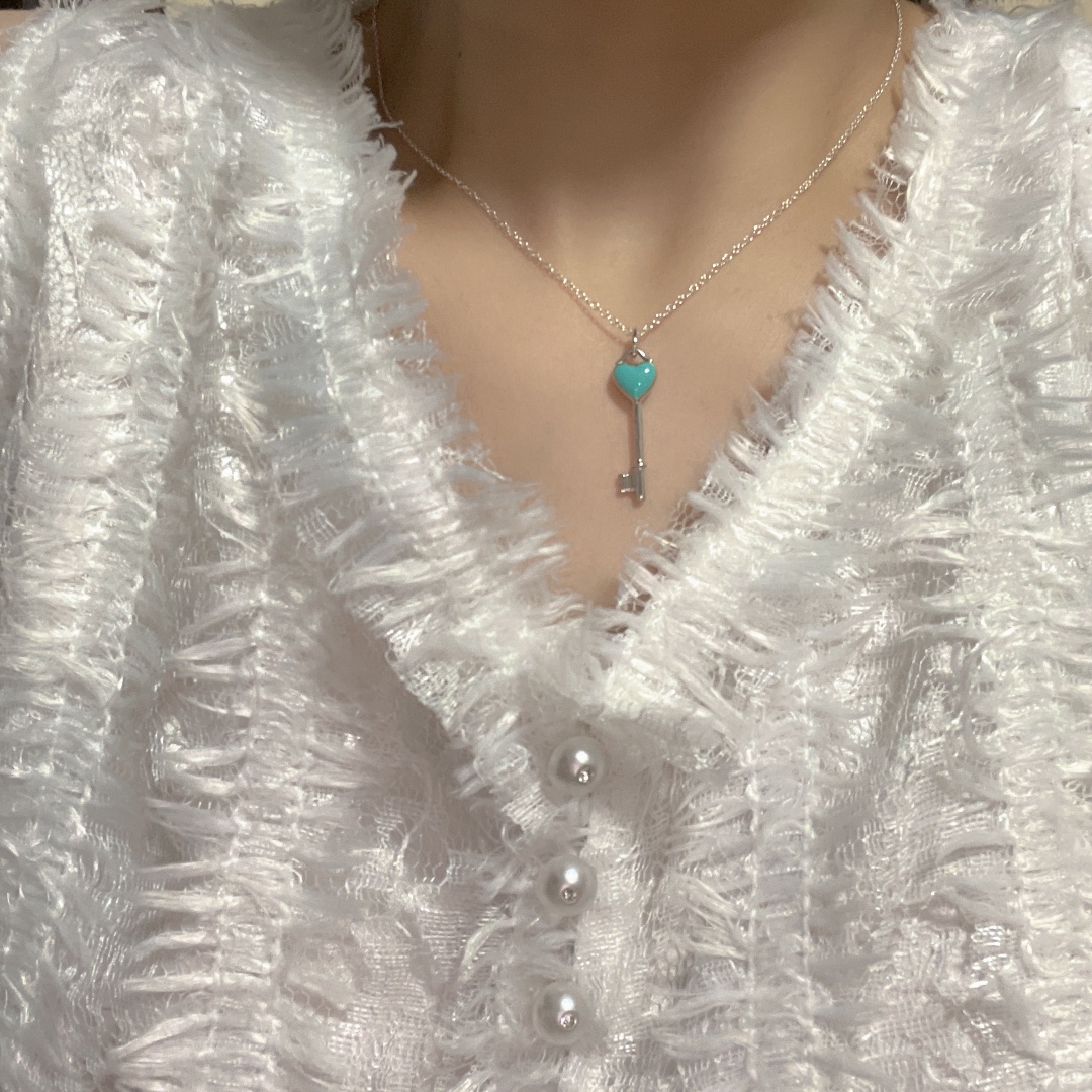 Tiffany & Co. Tiffany&Co.珐琅心形钥匙锁骨项链