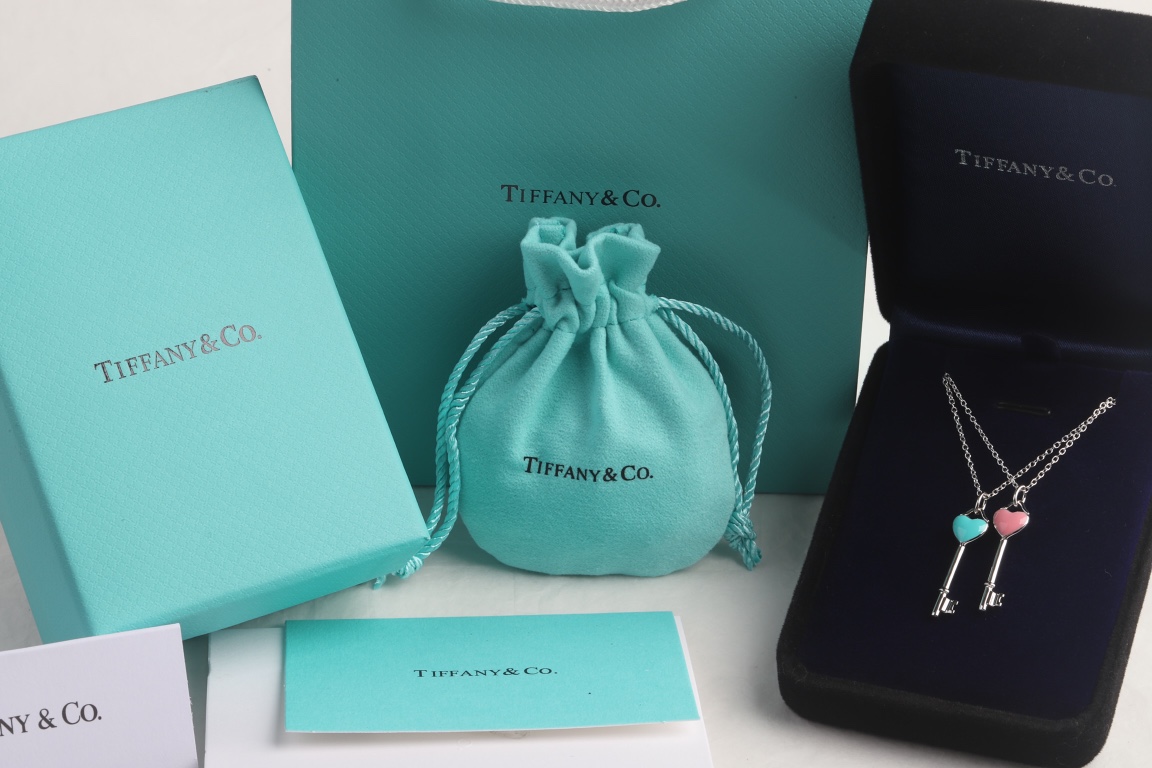 Tiffany & Co. Tiffany&Co.珐琅心形钥匙锁骨项链
