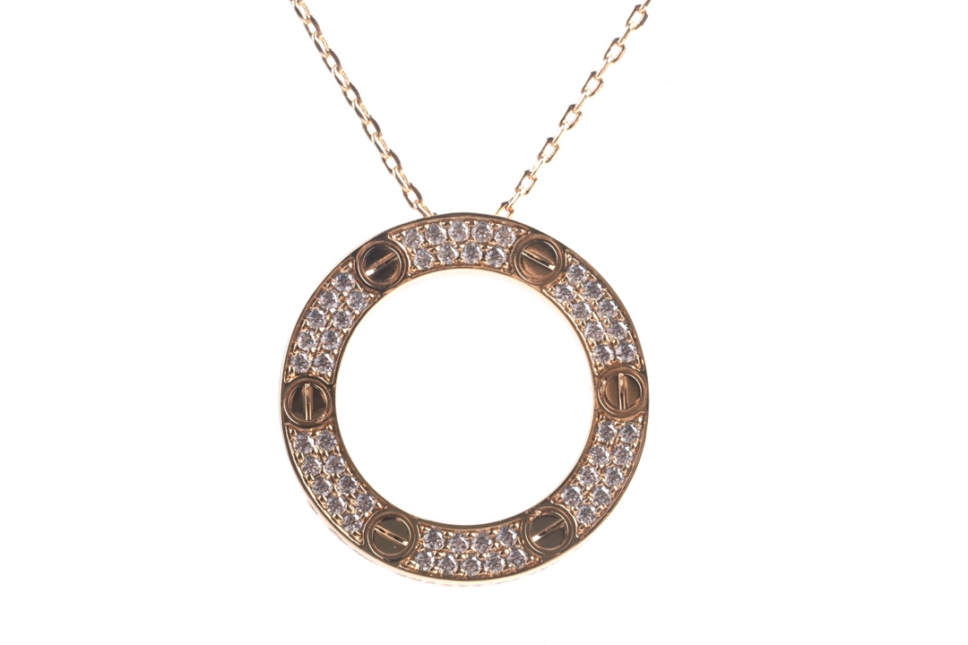 Cartier 卡地亚 LOVE满钻圆饼 锁骨项链