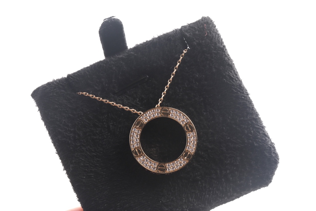 Cartier 卡地亚 LOVE满钻圆饼 锁骨项链