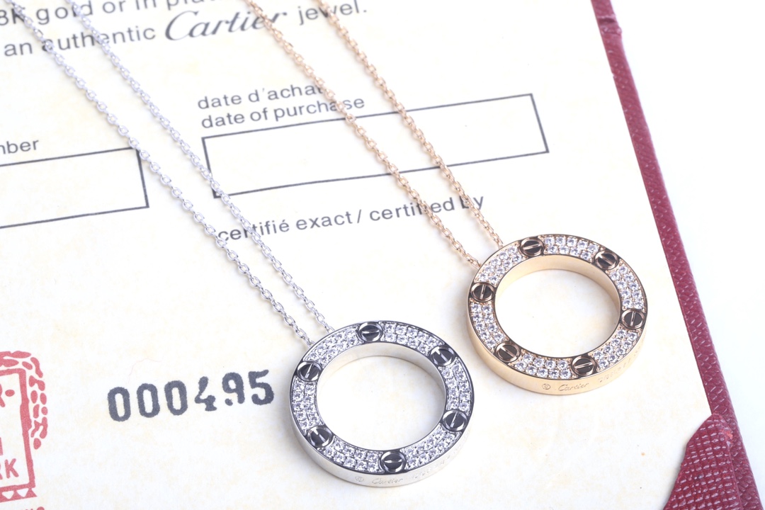 Cartier 卡地亚 LOVE满钻圆饼 锁骨项链