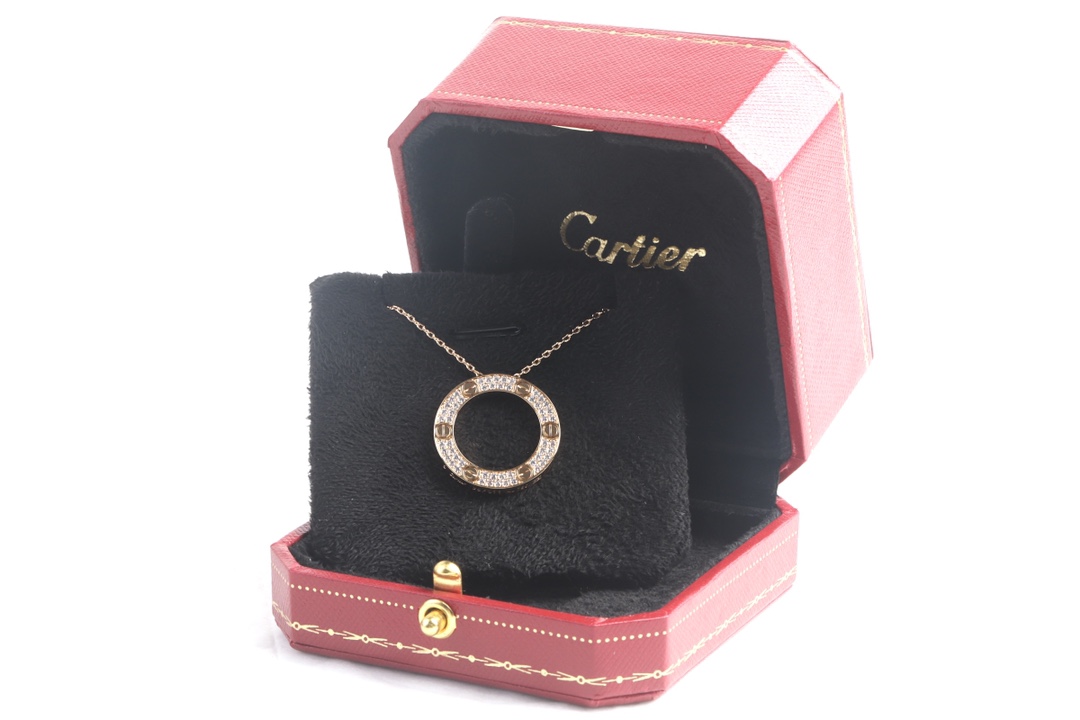 Cartier 卡地亚 LOVE满钻圆饼 锁骨项链
