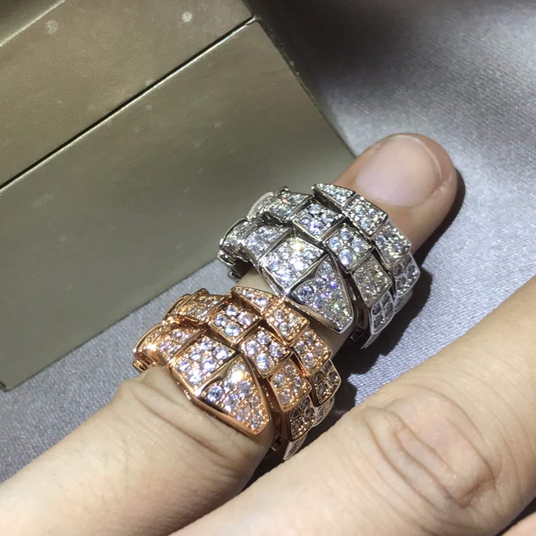 NO:515480,Bulgari Ring New Three-Ring Star Snake Ring Number S.M Number Rose Gold Platinum, Bulgari Ring, Bulgari Ring, Bvlgari, Ring19860909宝格丽戒指 新款三圈满天星蛇戒指 码号S.M码 玫瑰金 白金,宝格丽戒指,bvlgari,ring,Jewelry