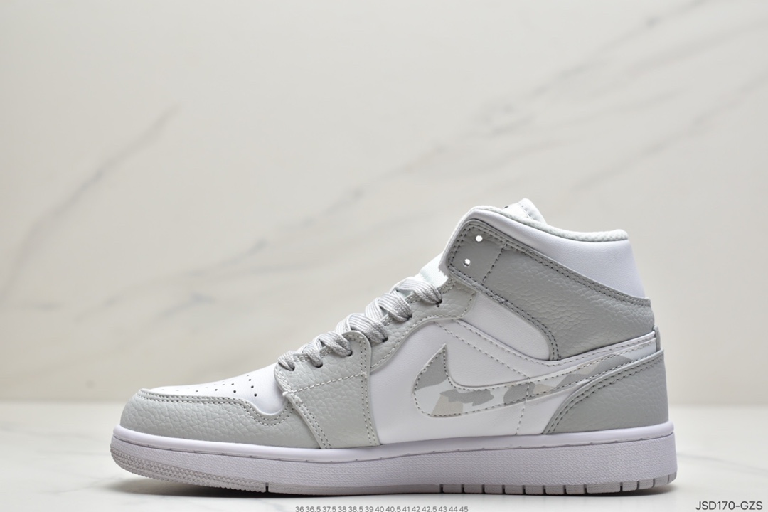 200 NIKE Air Jordan 1 Retro Mid”White Camo”AJ1 休闲运动篮球鞋“白灰迷彩”DC9035-100