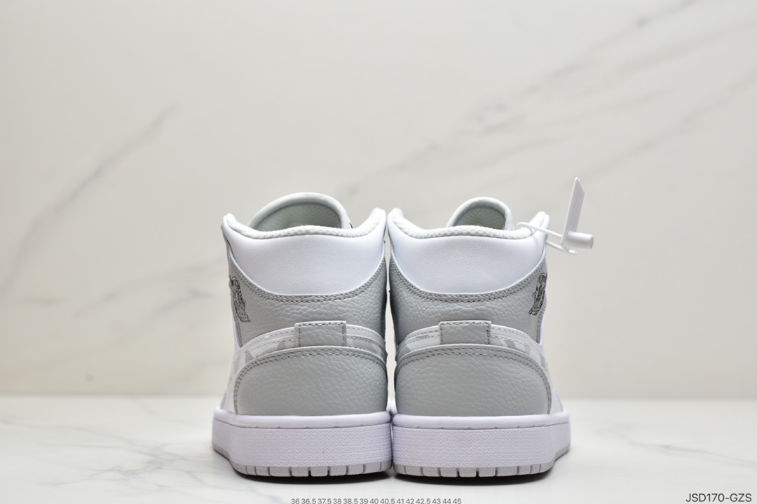 200 NIKE Air Jordan 1 Retro Mid”White Camo”AJ1 休闲运动篮球鞋“白灰迷彩”DC9035-100
