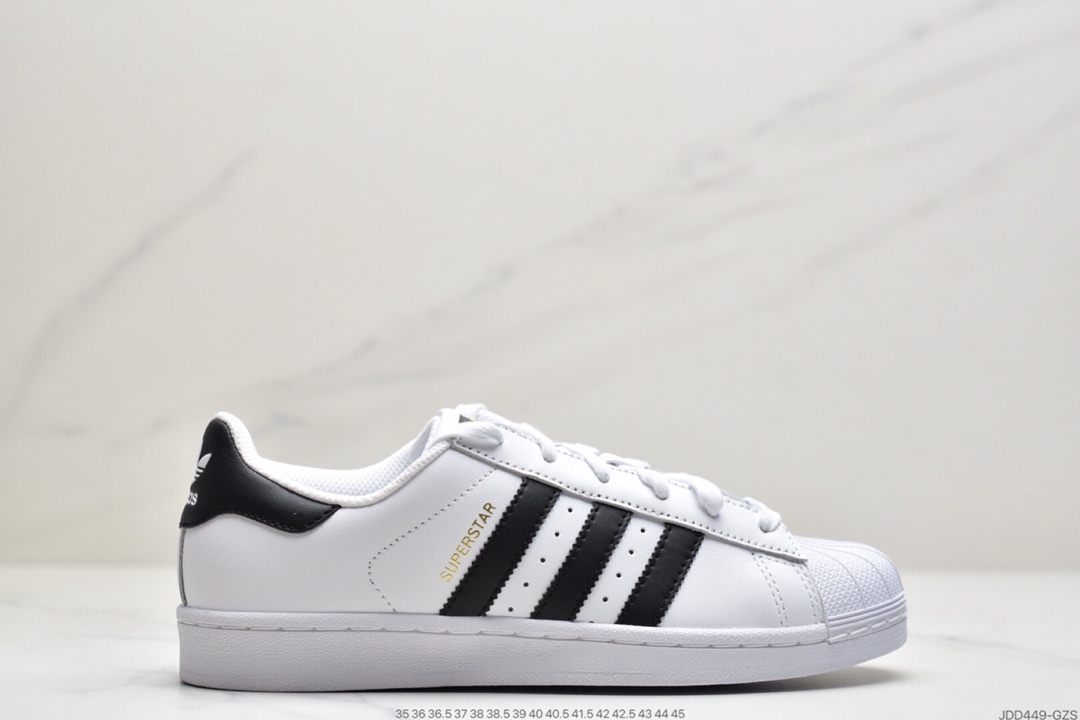 120 阿迪达斯adidas三叶草 Originals Superstar”White/Black/Gold”贝壳头经典百搭休闲运动板鞋C77124