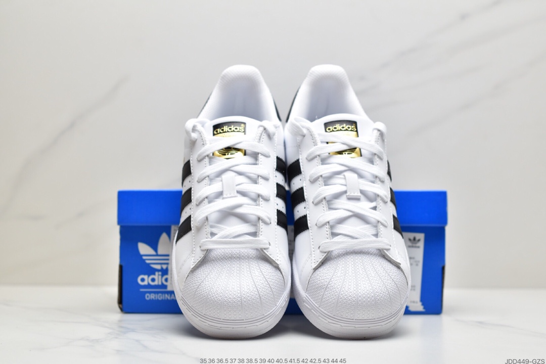 120 阿迪达斯adidas三叶草 Originals Superstar”White/Black/Gold”贝壳头经典百搭休闲运动板鞋C77124
