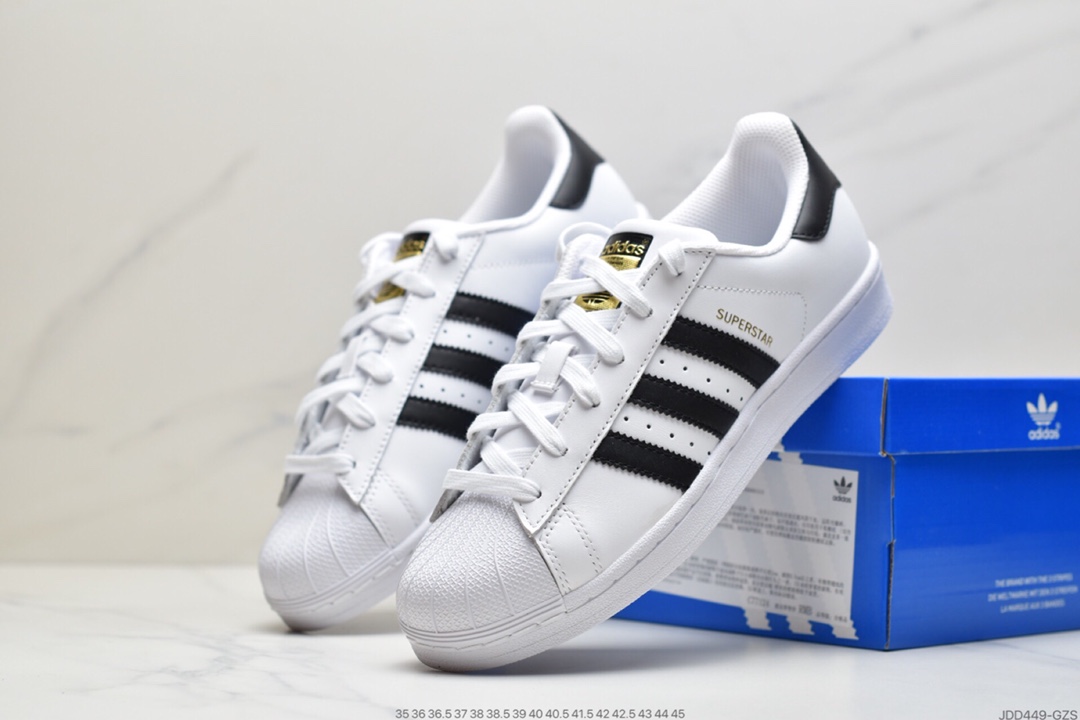 120 阿迪达斯adidas三叶草 Originals Superstar”White/Black/Gold”贝壳头经典百搭休闲运动板鞋C77124