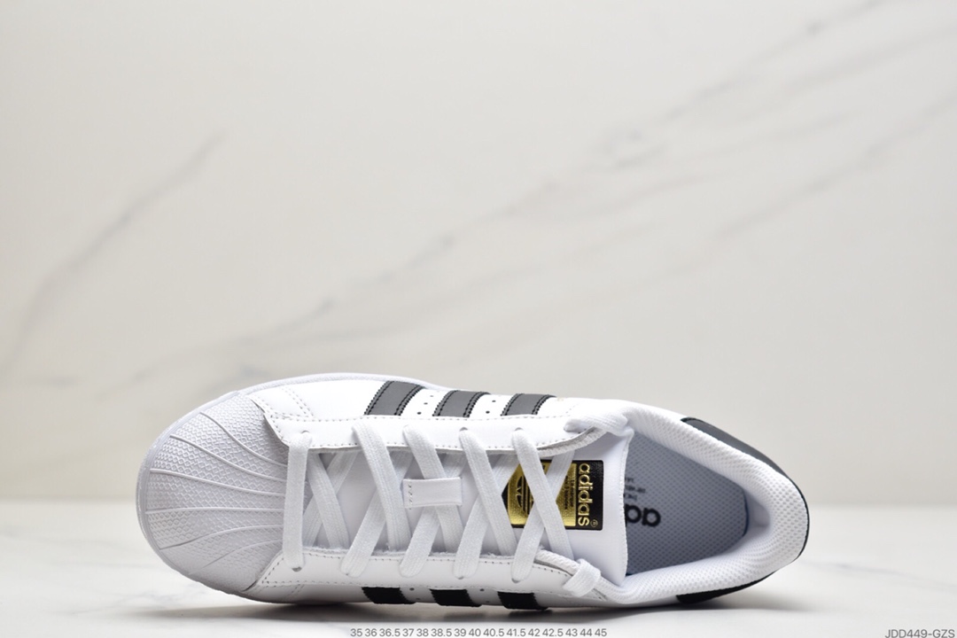 120 阿迪达斯adidas三叶草 Originals Superstar”White/Black/Gold”贝壳头经典百搭休闲运动板鞋C77124