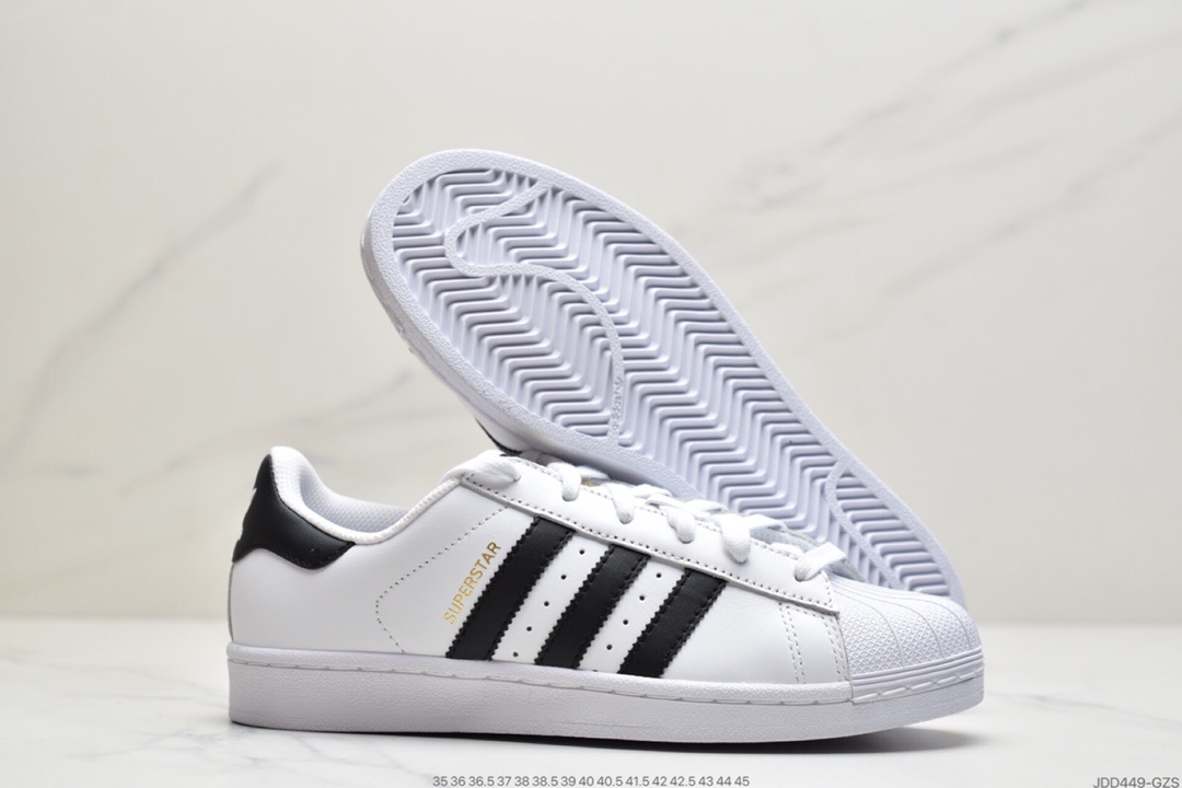 120 阿迪达斯adidas三叶草 Originals Superstar”White/Black/Gold”贝壳头经典百搭休闲运动板鞋C77124